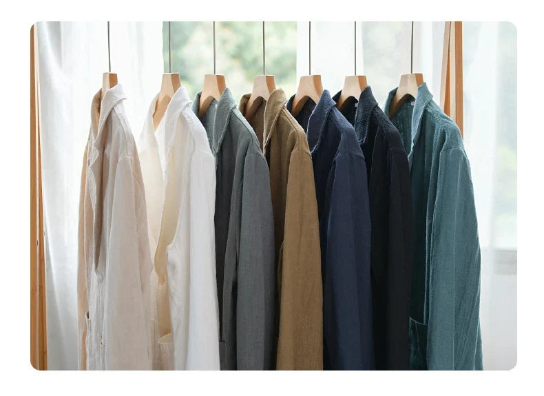 Y803 Spring Autumn Good Quality Linen Blazer For Men Business Casual Solid Color Simple Double Buttons Thin Male Suits Jackets