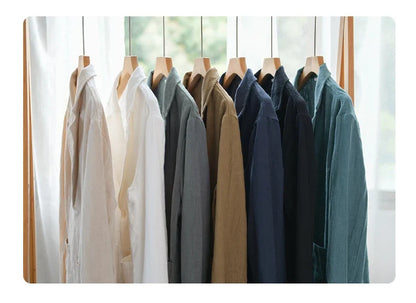 Y803 Spring Autumn Good Quality Linen Blazer For Men Business Casual Solid Color Simple Double Buttons Thin Male Suits Jackets
