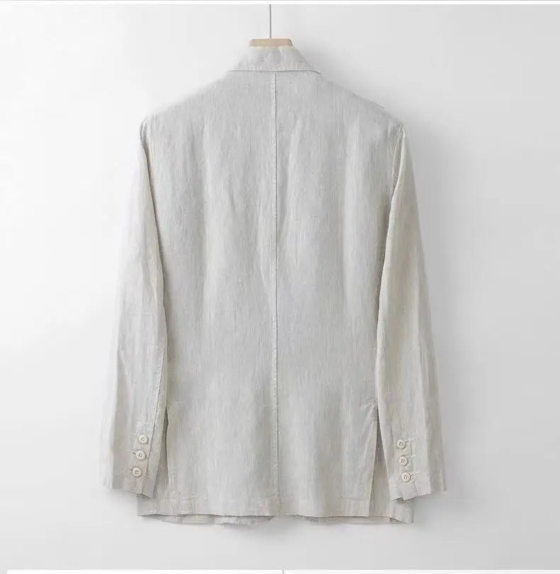 2025 Summer New Men's Linen Casual Suit Coat Solid Color Lightweight Breathable Luxury Cotton Hemp Top 100% Linen Fabric
