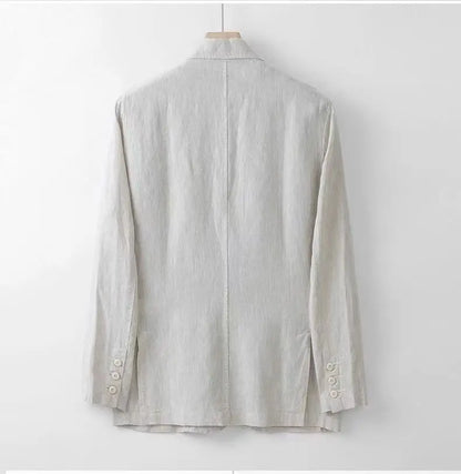 2025 Summer New Men's Linen Casual Suit Coat Solid Color Lightweight Breathable Luxury Cotton Hemp Top 100% Linen Fabric