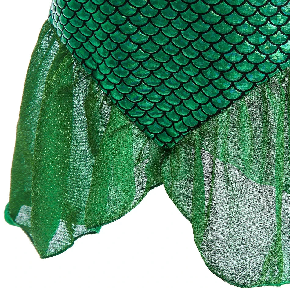 Mermaid Ariel Girls Dress Short Sleeve Tulle Cosplay Princess Costume Carnival Party Girl Princess Dress Party Dresses For Girls