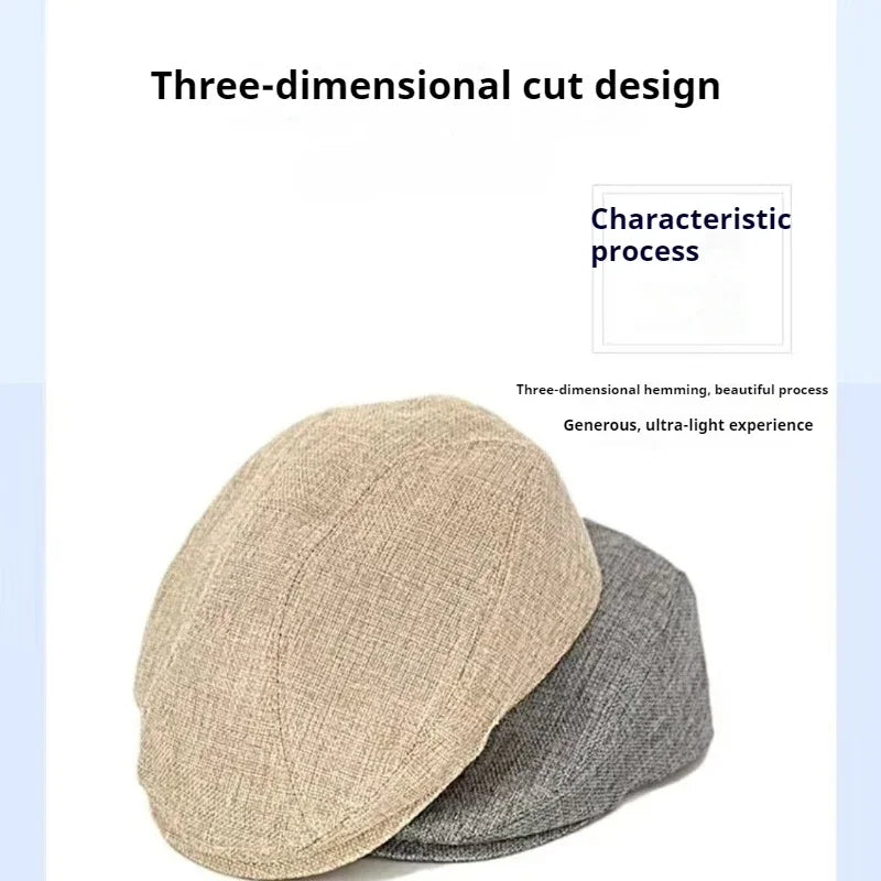 Big Size Summer Linen Solid Newsboy Caps Men and Women Painter Beret Hats Adult Casual Ventilate Sunprotection Advancing Hat