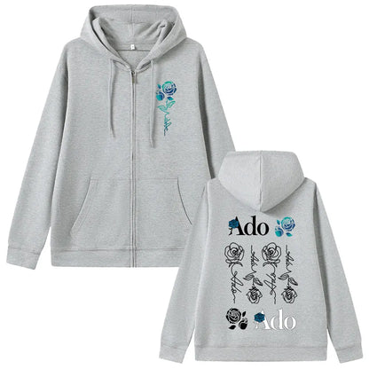 Ado World Tour 2025 Hibana Zipper Hoodie Men Women Clothing Fashion Japanese Style Streetwear Unisex Casual Fleece Zip Up Jacket