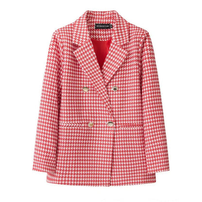Casual Plaid Women's Suit Jacket Spring Autumn New Style Large Size Street Style Top Quality Polyester Commute Style Fashionable
