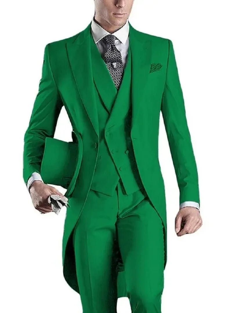 Costume Homme 3 Pieces Fashion Tuxedos Groom Wedding Men Suits Tuxedo Terno Masculino De Pour Hommes Blazer (Jacket+Pants+Vest)