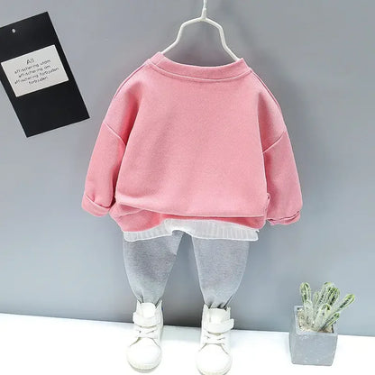 New Spring Toddler Clothing Cotton Suit Children Girls Girls Cartoon T-shirt Sports Pants 2Pcs/set Kids Clothes Baby Tracksuits