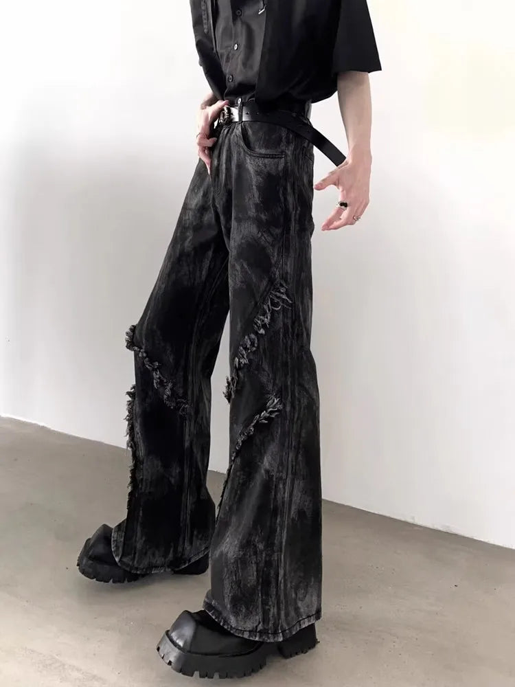 2025 Ropa Y2K Streetwear Washed Black Baggy Stacked Flare Jeans Pants For Men 90S Vintage Clothes Denim Trousers Pantalon Homme
