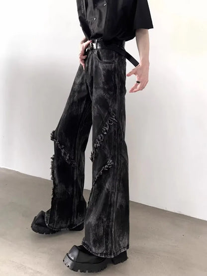 2025 Ropa Y2K Streetwear Washed Black Baggy Stacked Flare Jeans Pants For Men 90S Vintage Clothes Denim Trousers Pantalon Homme