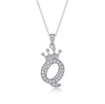 925 Silver Initial Necklace Sparkling Full Moissanite Diamond Pendant Charm Necklaces for Women Letter Name Choker Jewelry Gift