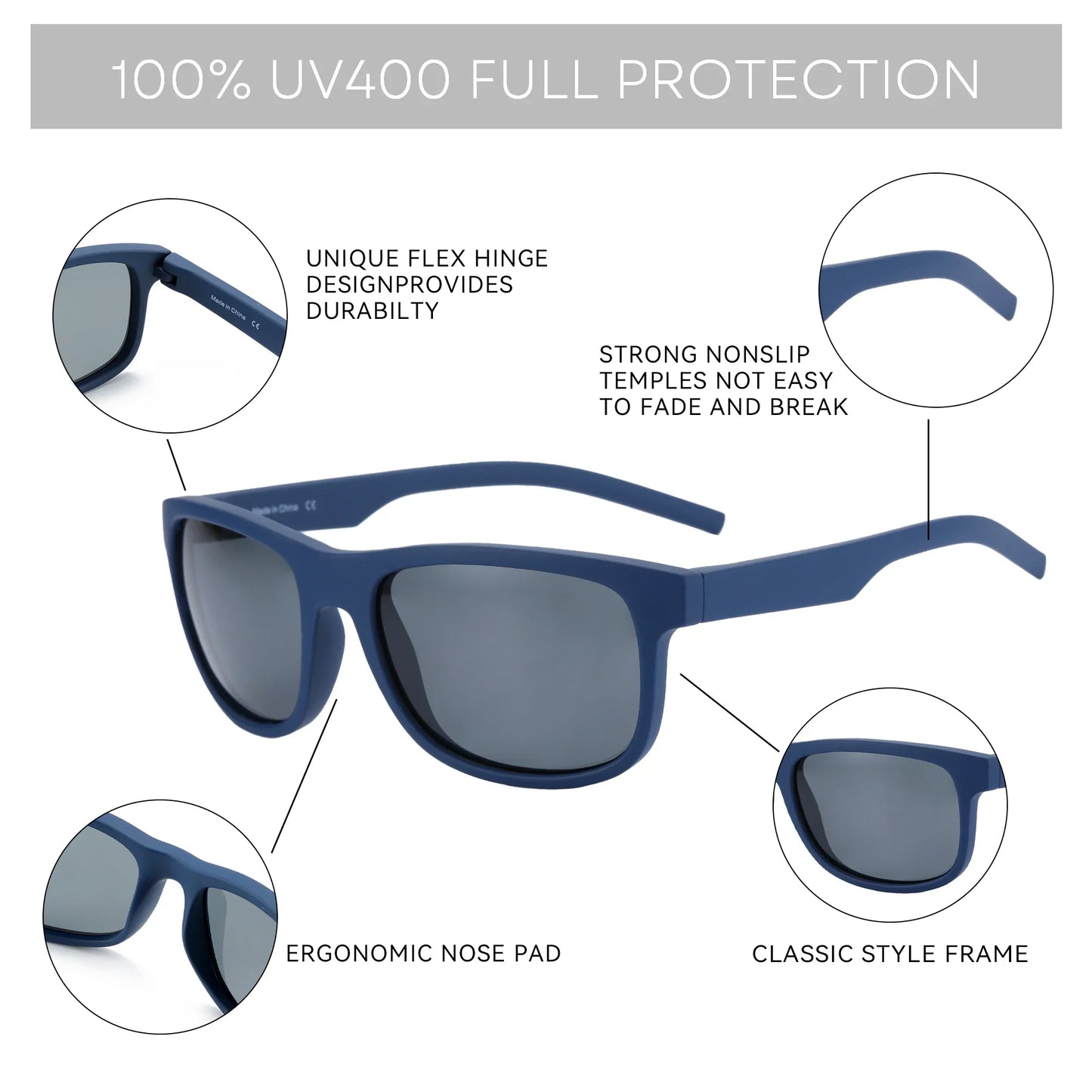 TR90 Polarized Sunglasses For Men Driver Driving Shades Sun Glasses Classic Square Mirror UV400 Protection Sunglasses
