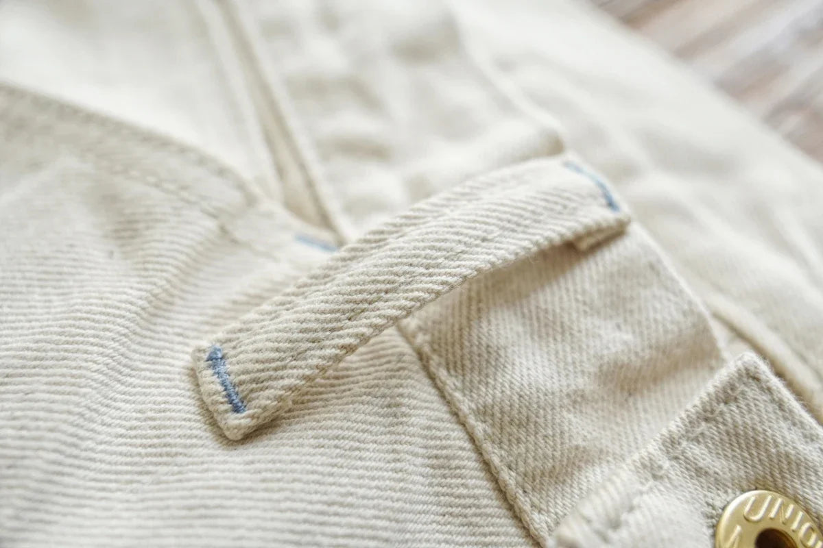 Mens Jeans Selvedge Denim White Jeans Regular Fit hight Rise  14 Oz One Wash