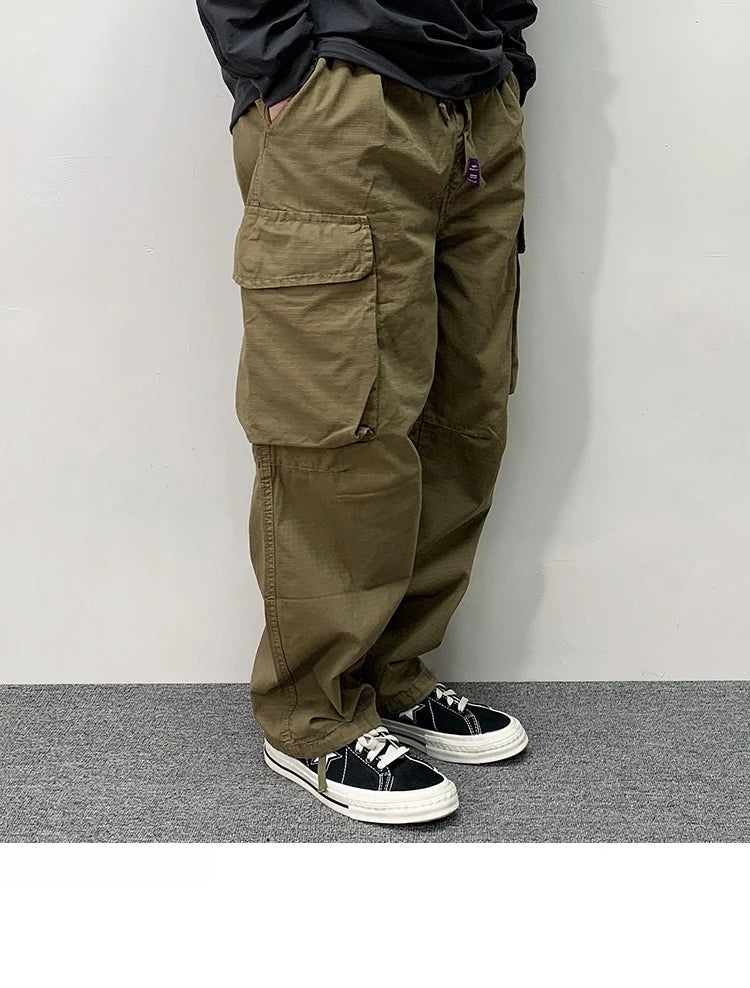 High Quality Cotton Cargo Pants Mens Clothing Plus Size Casual Pants Japanese Harajuku Casual Tactical Joggers Baggy Trousers