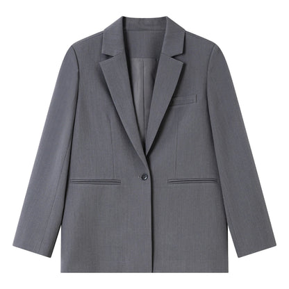 Blazer Woman Long Sleeve Notched Casual Suit Jacket Femmes 2026 Spring Fall Office Wear Loose Button Ladies Blazers A1062
