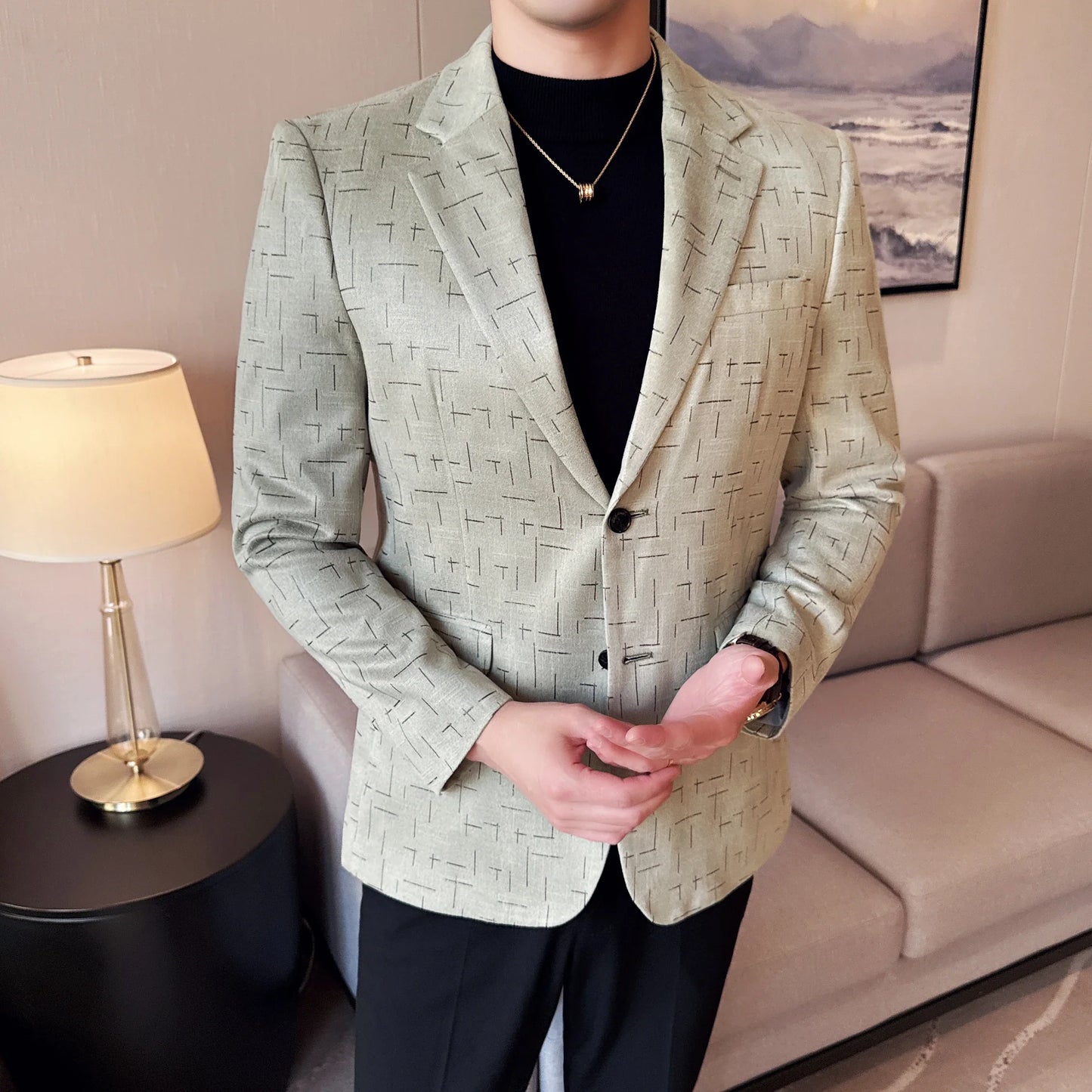 High Quality Jacquard Suit Jacket for Men 2025 Fashion Korean Style Slim Fit Business Casual Wedding Social Dress Coats 4XL-M