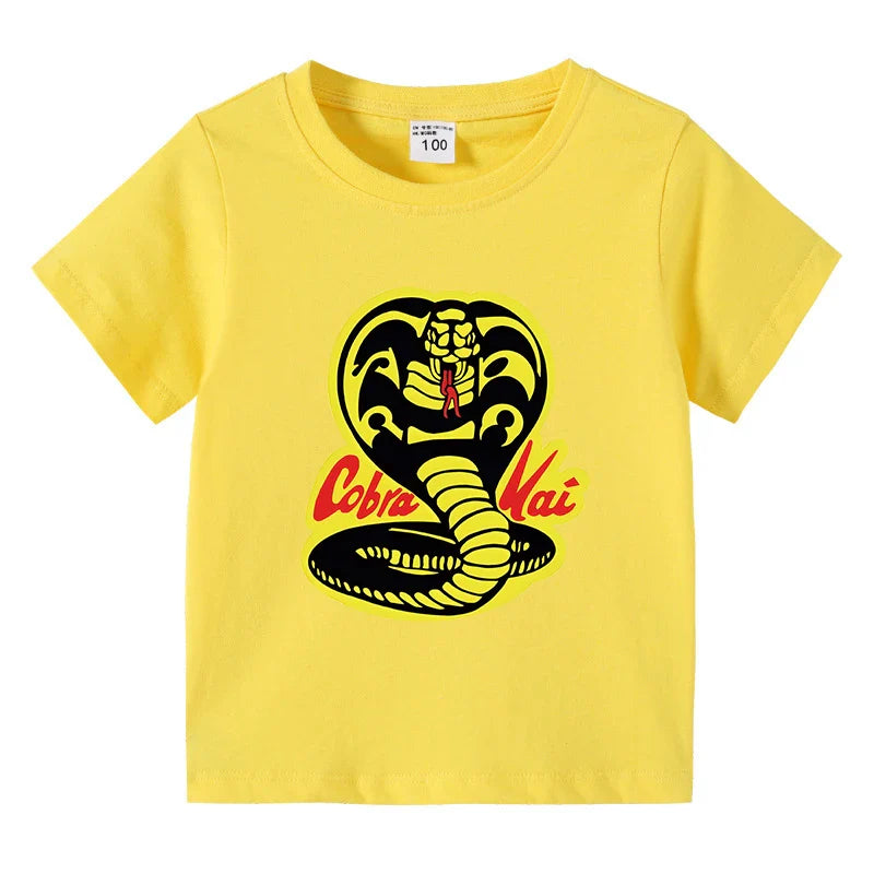 Cobra Kai Printed Summer Chlidren' T-shirt Boys Girls O-Neck Short Sleeve Tees Kids Pure Cotton Clothing Baby Boys Gift