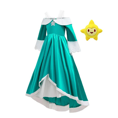 2026 Movie Off Shoulder Big Swing Skirt Princess Galaxy Dress up Rosalina Cosplay Outfit Children Plumber Bros Girl Costume Gown