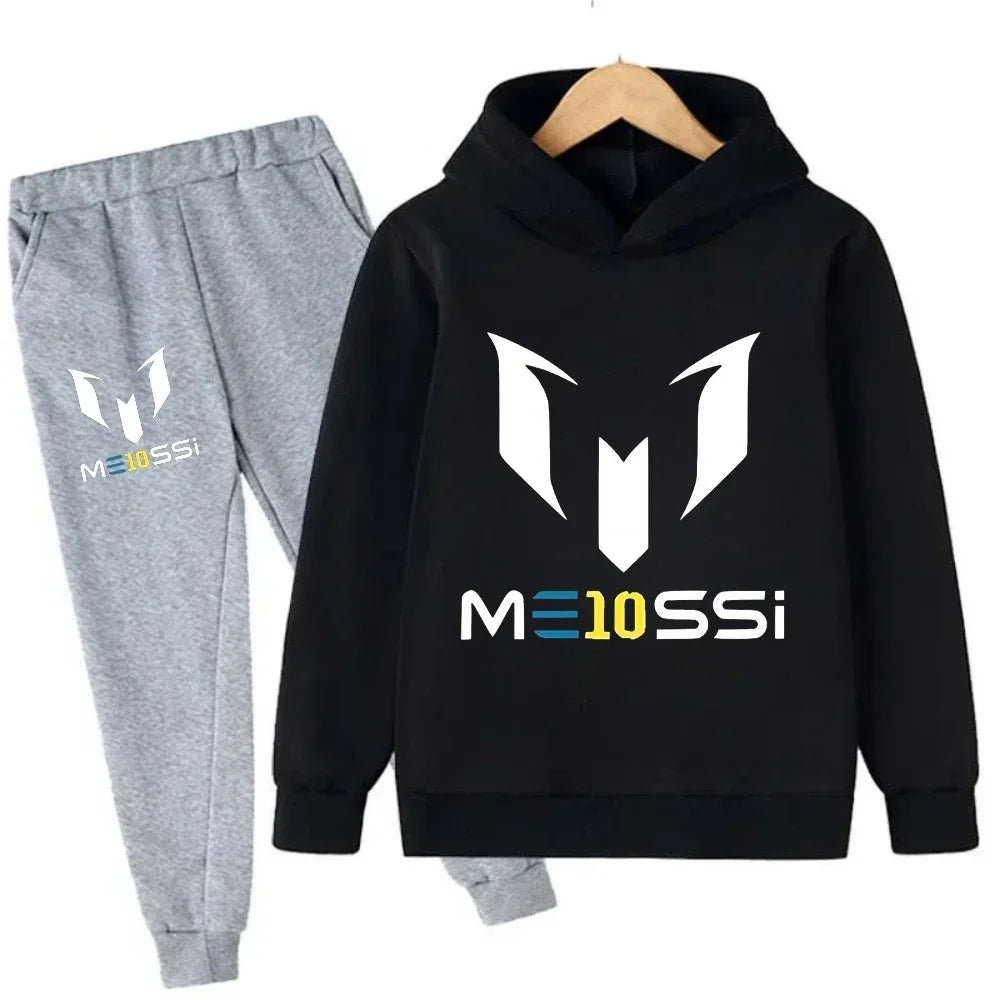 Autumn Football Star Messi 3-12Y Children Hoodies Sets Pants Suit 2 Pcs Sets Kids Boy Girl Clothing Casual Fashion Tracksuits