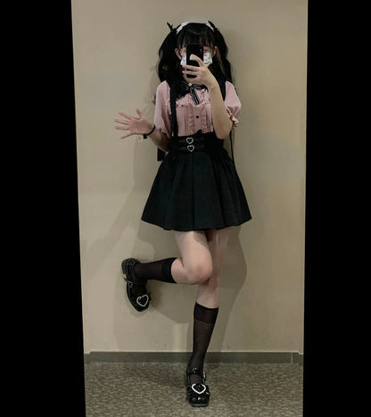 Japanese Gothic Y2k Lolita Skirt Women Elegant Sweet Lace Ruffles Ribbon Bandage Mini Skirts Girls Sexy Cute Punk Party Skirt