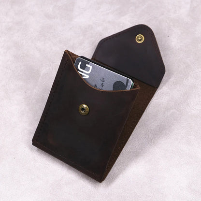 100% Genuine Leather Wallet For Men Male Original Cowhide Slim Minimalist Front Pocket Cash Wallet Card Holder With Flap Closure