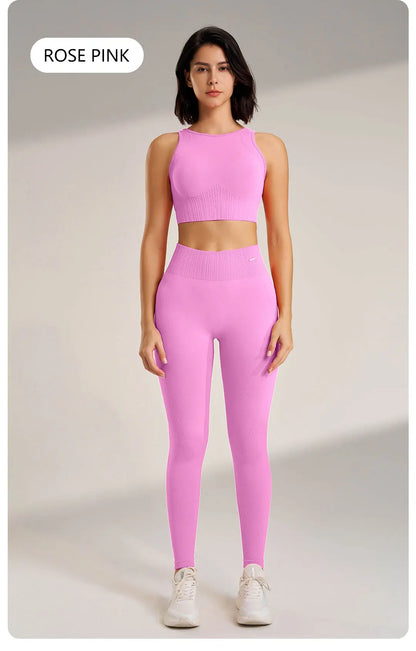 Yoga Clothing Set Women's High Waisted Leggings and Top Two Piece Seamless Fitness Exercise Clothing Fitness Underwear plus size