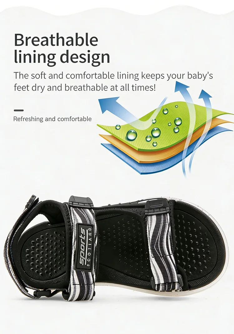Summer Kids Sandals Boys Beach Shoes Breathable Flat Sandals EVA Leather Children Outdoor Shoes Size 28-41