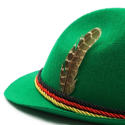 Munich Beer Hats German Oktoberfest Fedora Panama Jazz Feather Felt Hat Halloween Costume Cosplay Cap for Men Woman