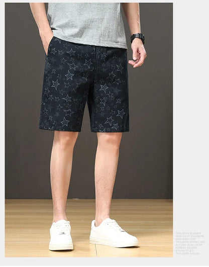 Streetwear Star Print Shorts Men Hawaii Beach Casual Shorts Outdoor Cotton Sports Elastic Waist 6XL Oversized Baggy Half Pants