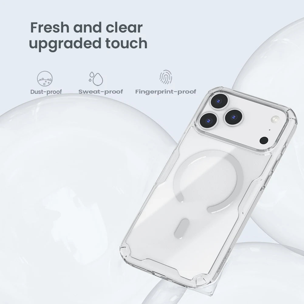 For iPhone 17 Pro Max 17 Air iPhone 16 Pro Max 16 Plus 17Pro Nature Pro Magnetic Transparent TPU Frame Cover Phone Case