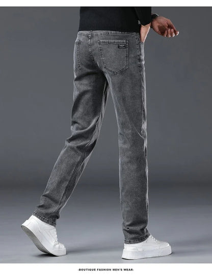 Men's New Stretch Straight Jeans Business Versatile Trendy Youth Casual Regular Long Pants for Spring Autumn Male Denim Trousers