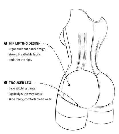 Fajas Shapewear Bodysuit Body Shaper Women 9-bone High Compression Girdles Double Tummy Control Full Body Open Crotch