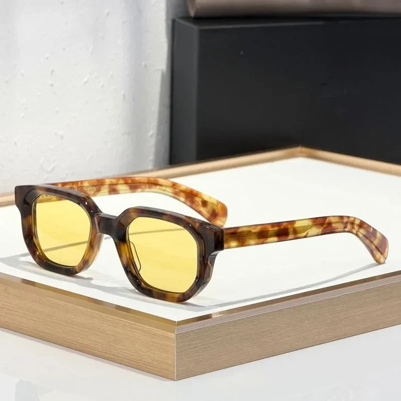 Handmade Thick Acetate Sunglasses Square Japanese Style High Quality Classical Vintage Eyeglasses for Men Women with Case