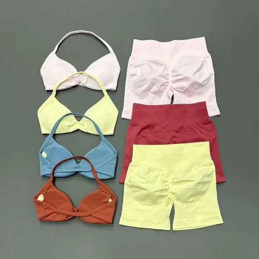 2PCS HISTELLO Seamless Gym Yoga Set Push Up Bra Scrunch Butt Lift Leggings Body Shaping Breathable Comfort Yoga Women Wear