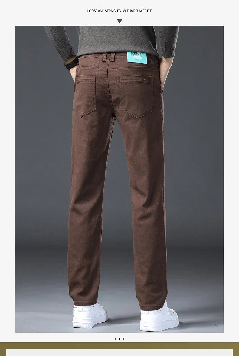 Classic Style 3 Colors Autumn Men's Slim Brown Jeans High Quality Business Casual High Stretch Denim Pants Male Brand Trousers