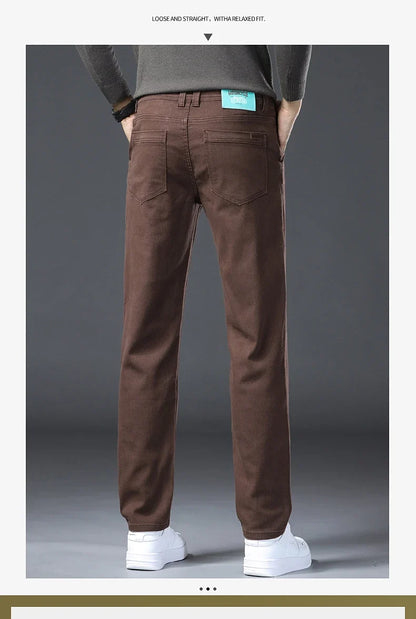 Classic Style 3 Colors Autumn Men's Slim Brown Jeans High Quality Business Casual High Stretch Denim Pants Male Brand Trousers