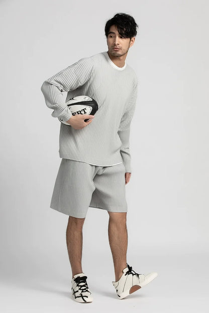 Pleated Shorts For Men Five-point Pants Baggy Casual Sports Shorts Japanese Pleated pants