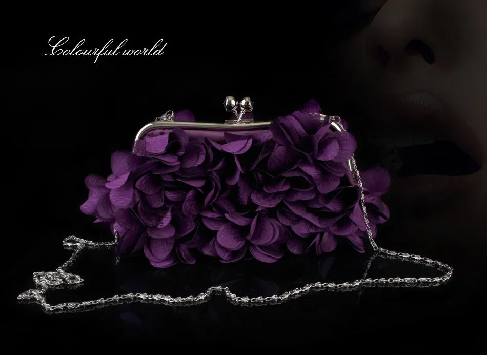 Wedding Dress Bag 8 Colors White Bride Clutches Ladies Blue Party Handbag Woman Purple Evening Flower Bags Floral Wedding Clutch