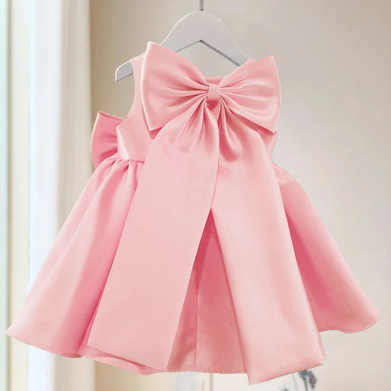 Big Bow Baby Girls Party Dress Toddler 1st Birthday Baptism Princess Kids Dresses for Girl White Wedding Prom Christmas Costumes