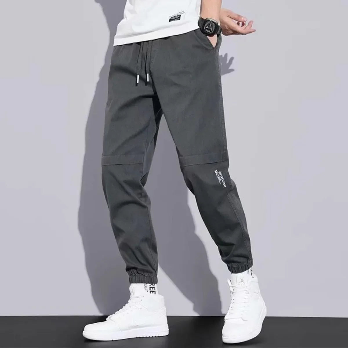 Men's Fashion New Beach Pants Joggers Streetwear Sweatpants Casual Pants Loose Summer Solid Color Long Drawstring Streetwear