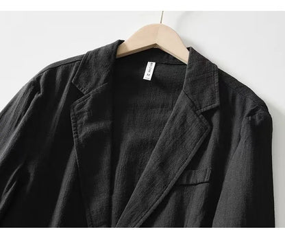 Men's Casual Suit Single-layer Jacket Solid Color Cotton And Linen Casual Fashion Men's Top