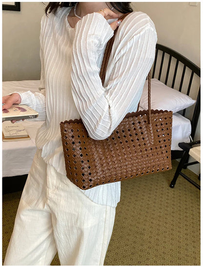 Fashion Woman Shoulder Bags for Women 2026 Brand Luxury Designer Bag Female Totes Purses Ladies Woven Shoulder Handbag Summer