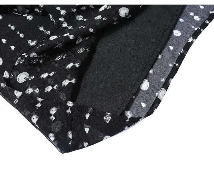 2024 Sweet Printed Stand up Collar Shirt Autumn Edition Gentle Bubble Sleeves Non Elastic Women's Shirt