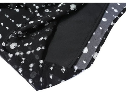 2024 Sweet Printed Stand up Collar Shirt Autumn Edition Gentle Bubble Sleeves Non Elastic Women's Shirt