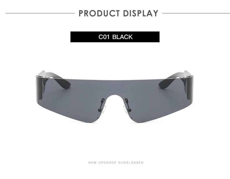 Cycling Punk One Piece Sunglasses Women Goggle Mirrored Y2K Sun Glasses Men 2000'S Wrap Around Eyeglasses Fashion Eyewear