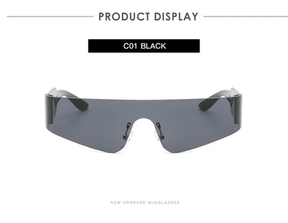 Cycling Punk One Piece Sunglasses Women Goggle Mirrored Y2K Sun Glasses Men 2000'S Wrap Around Eyeglasses Fashion Eyewear