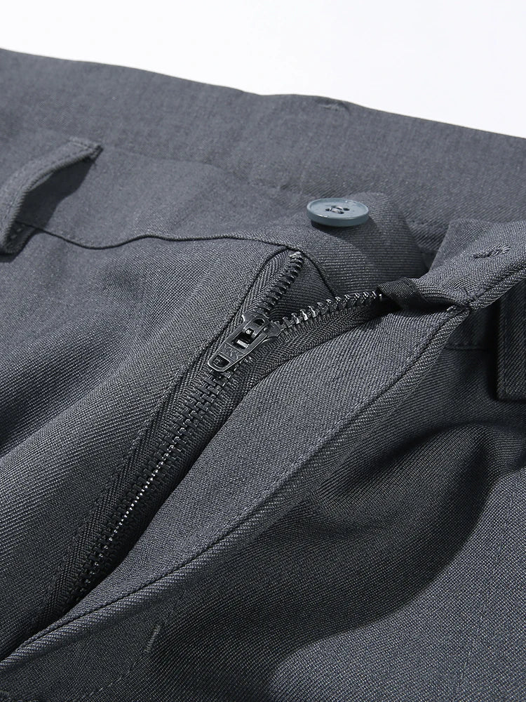 2023 New Autumn Casual Pants Men Korean Fashion Banded Waist Stretch Wide Leg Pleated Suit Slacks Straight Loose Drape Trousers