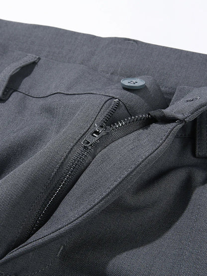 2023 New Autumn Casual Pants Men Korean Fashion Banded Waist Stretch Wide Leg Pleated Suit Slacks Straight Loose Drape Trousers