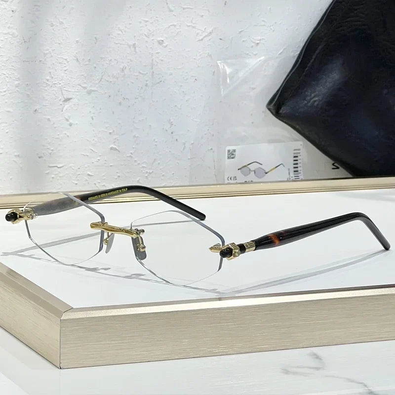INS Maske P60 Luxury Rimless Sunglasses Men Hexagonal Acetate Handmande in Germany Designer Alloy Top Quality Trendy UV400 Women
