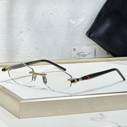 INS Maske P60 Luxury Rimless Sunglasses Men Hexagonal Acetate Handmande in Germany Designer Alloy Top Quality Trendy UV400 Women