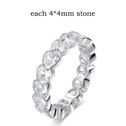 3/4mm Heart Cut D Color Moissanite Rings Full Diamond Luxury Bridal Promise Band for Women Original S925 Silver Jewelry