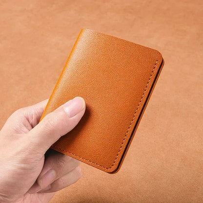 Portefeuille mini en cuir souple 2025 – Porte-cartes pliable fin avec bouton-pression pour femmes et hommes